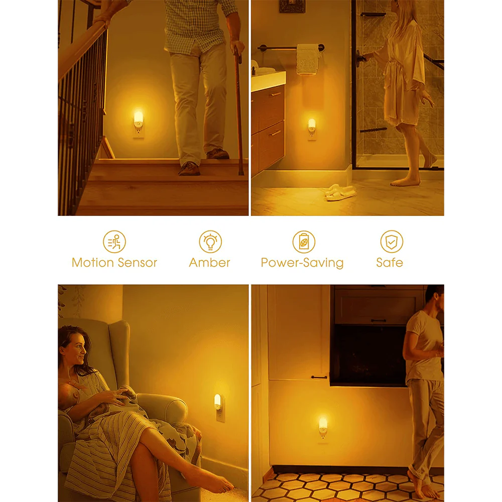 Anti-Blue LED Night Light Motion Sensor - Amber - Image 11