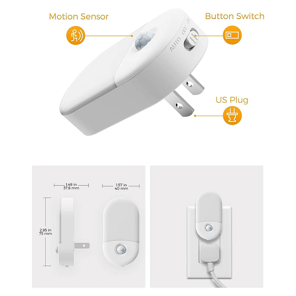Anti-Blue LED Night Light Motion Sensor - Amber - Image 4